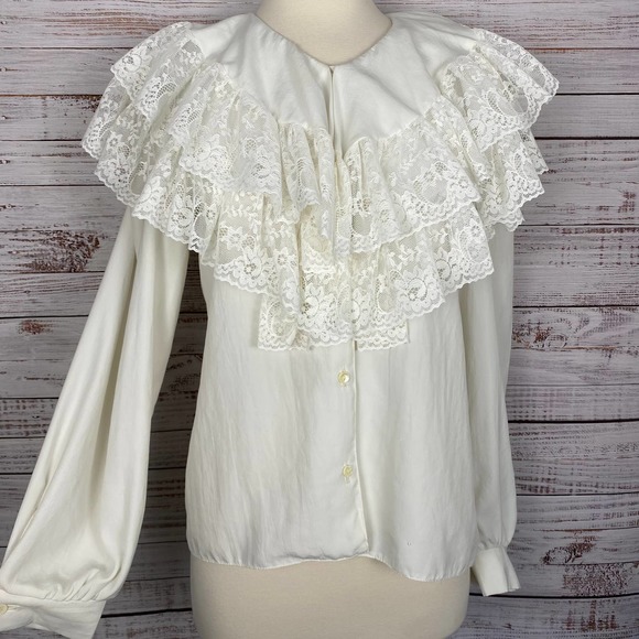 Tops - Vintage Ruffle Edwardian Victorian Style Bridgerton Blouse Top